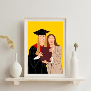 Retrato de formatura, presente de formatura para melhor amiga, retrato personalizado, presente de formatura, retrato de desenho animado, presente personalizado para ela