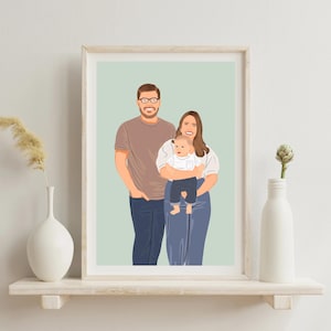 Cartoon Family Portrait, Custom Illustration, Personalized Portrait, Drawing From Photo, Faceless Portrait Print, Custom Family Gift
