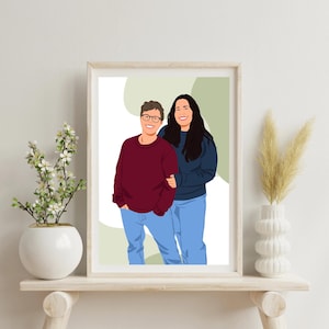 Best Friend Portrait, Birthday Gift For Friend, Custom Cartoon Portrait, Best Friend Drawing, Friendship Gift, Digital Portrait From Photo