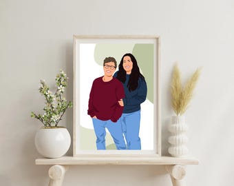 Custom Best Friend Portrait From Photo: Cartoon Drawing, Personalized Illustration, Friendship Gift