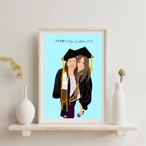 Retrato de formatura personalizado, presente de formatura para ela, retrato de melhor amiga, presente de formatura da faculdade, retrato de desenho animado, presente personalizado