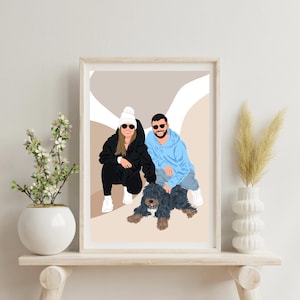 Personalized Couple Portrait, Faceless Portrait, Boyfriend Christmas Gift, Couple Illustration, Cartoon Portrait From Photo, Couple Gift