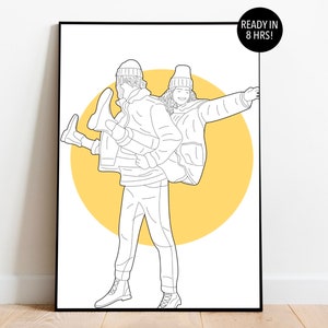 Custom Couple Line Drawing, Couple Portrait, One Line Drawing From Photo, Couple Line Art, Boyfriend Gift, Custom Portrait, Gift For Him