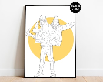 Benutzerdefinierte Paar Linie Zeichnung, Paar Porträt, One Line Zeichnung vom Foto, Paar Line Art, Freund Geschenk, benutzerdefinierte Porträt, Geschenk für ihn