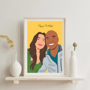 Benutzerdefinierte Paar Porträt, Geburtstagsgeschenk für ihn, Cartoon Porträt, Geschenk für Freund, benutzerdefinierte Illustration, personalisiertes Geschenk Paar Zeichnung