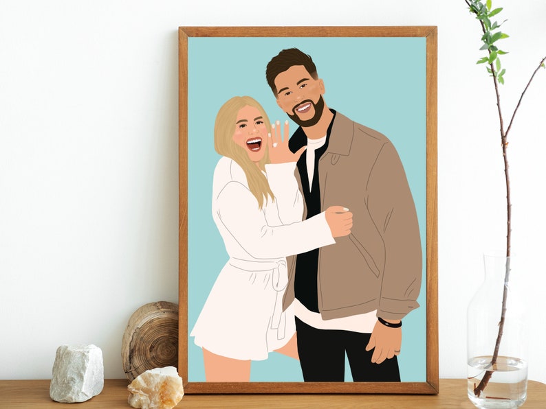 Portrait de couple sans visage, Portrait sans visage personnalisé, cadeau d'anniversaire de petit ami, illustration de portrait de famille, dessin de couple minimaliste image 6