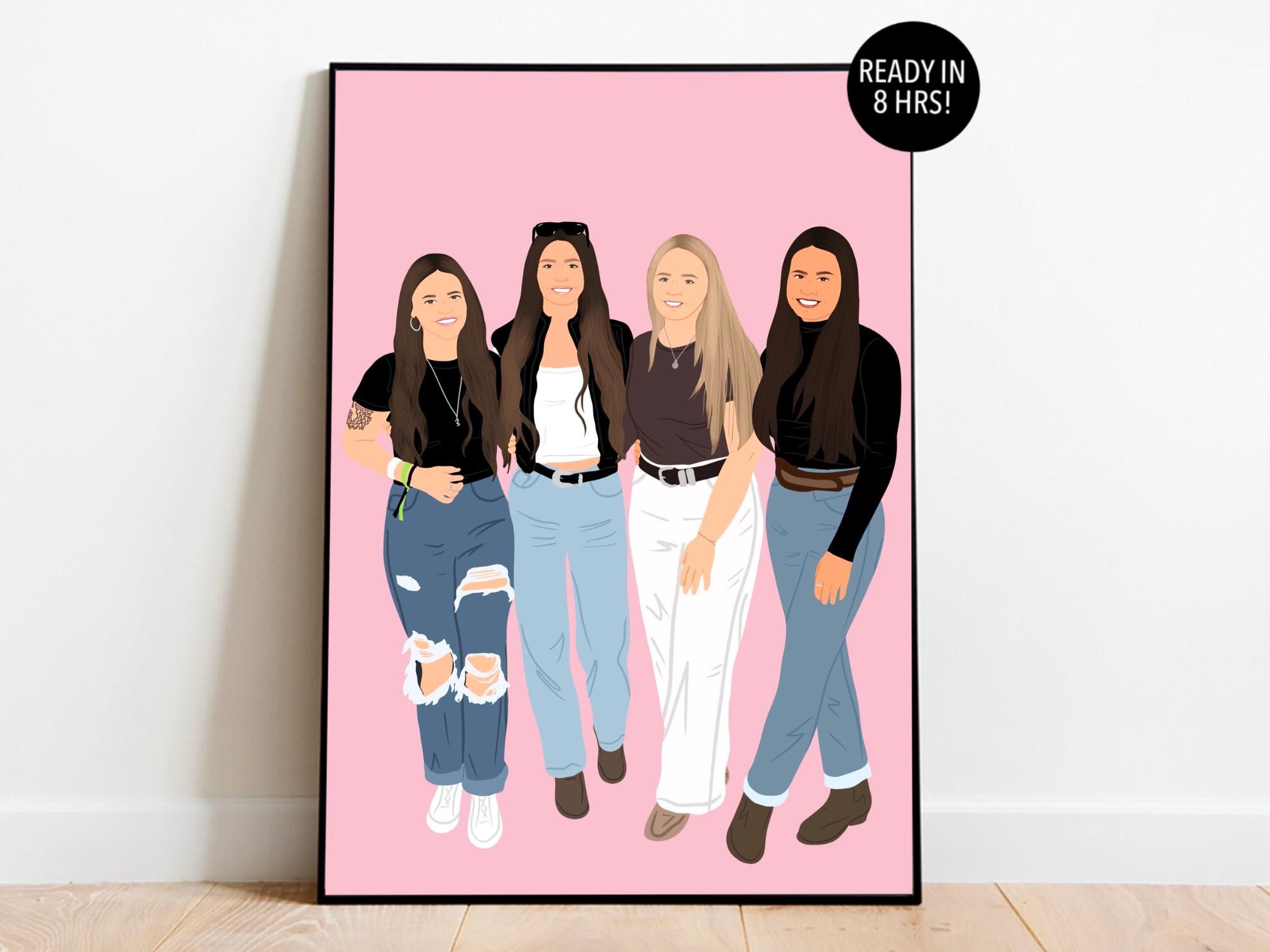 vier-vrienden-samen-tekenen-4-friends-drawing-etsy-nederland