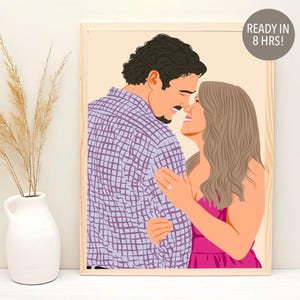 Cartoon Paar Porträt, Valentinstag Geschenk für sie, Gesichtsloses Porträt, benutzerdefiniertes Porträt, personalisiertes Geschenk für Freundin, digitales Porträt
