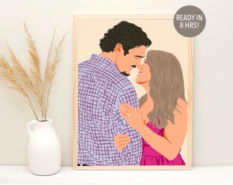 Retrato personalizado de pareja estilo caricatura: Ilustración personalizada, regalo para San Valentín, dibujo a partir de una foto
