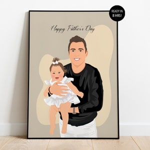 Vatertagsgeschenk, personalisierte Geschenke für Papa, Benutzerdefinierte Porträt, Vatertagsgeschenk von Frau, Cartoon Familienporträt, Papa Illustration