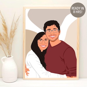 Couple portrait, gift for couple, custom portrait, faceless portrait, engagement gift, portrait from photo, couple drawing, boyfriend gift