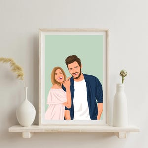 Custom Couple Portrait, Birthday Gift For Him, Cartoon Portrait, Couple Portrait Illustration, Personalized Boyfriend Gift, Digital Portrait