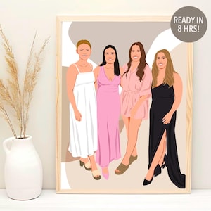 Bestie's birthday Portrait painting, faceless portrait, Personalized Gift for Best Friend, Gift for girlfriend, Friendship digital print