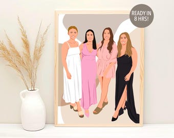 Custom Friend Cartoon Portrait: Personalized Birthday Gift (Digital Download)