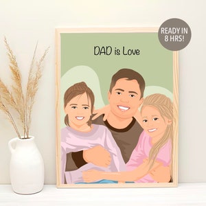 Custom Fathers Day Portrait, Dad Portrait, Fathers Day Gift From Kids, Family Illustration, Personalized Gift, Custom Portrait, Gift For Dad
