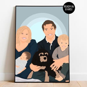 Custom Family Portrait with Pets, Cartoon Portrait, Gift For Family, Faceless Portrait, Family Portrait Illustration, Portrait From Photo
