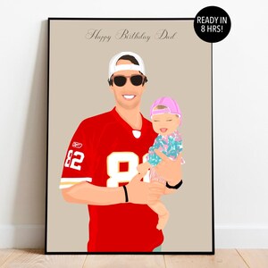 Cartoon Dad Portrait, Personalized Birthday Gift For Dad, Family Illustration, Custom Portrait, Grandpa gift from Grandkids, Family Portrait
