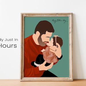 Fathers Day Gift, Custom Portraits For Dad, Faceless Portrait Print, Custom Family Portrait illustration, Fathers Day Gifts From Daughter