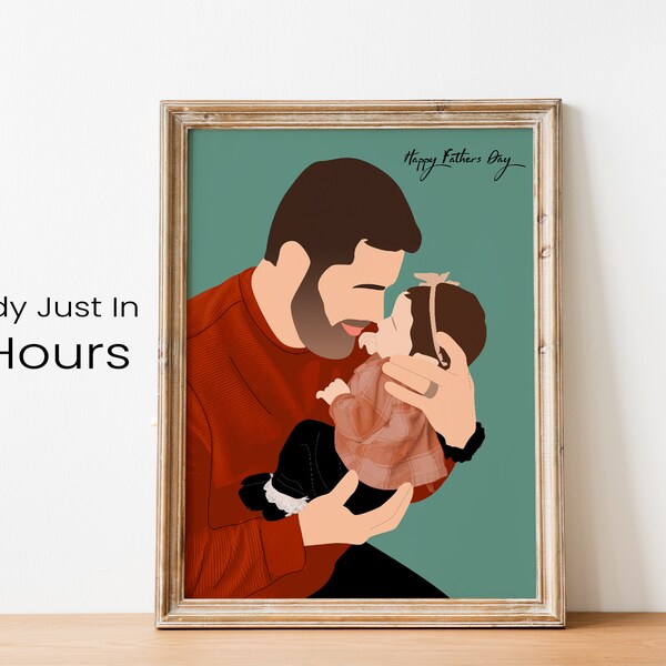 Regalo del Día del Padre, Retratos personalizados para papá, Impresión de retrato sin rostro, Ilustración de retrato familiar personalizado, Regalos del Día del Padre de la hija