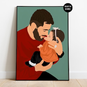 Fathers Day Gift, Custom Portraits For Dad, Faceless Portrait Print, Custom Family Portrait illustration, Fathers Day Gifts From Daughter