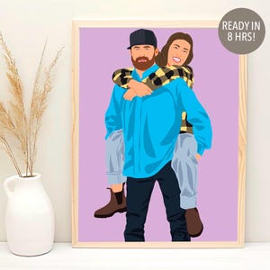 individuelles Paar Porträt, Paar Illustration, Geburtstagsgeschenk für Ihn, Gesichtsloses Porträt, personalisiertes Geschenk, Cartoon Porträt, Freund Geschenk