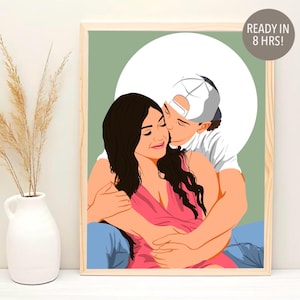 Cartoon Paar Porträt, Geburtstagsgeschenk für ihn, gesichtsloses Porträt, individuelle Illustration, personalisiertes Geschenk für Freund, individuelles Porträt