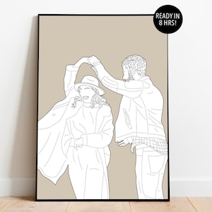 Couple Line Art Portrait, Line Drawing From Photo, Couple Gift, One Line Art, Couple Drawing, Personalized Gift For Him, Minimalist Wall Art