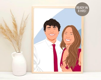 Retrato personalizado de pareja a partir de una foto: Regalo personalizado para San Valentín, impresión digital