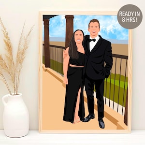 Digital Couple Portrait, Boyfriend Anniversary Gift, Cartoon Portrait, Faceless Portrait, Personalized Gift For Girlfriend, Custom Portrait