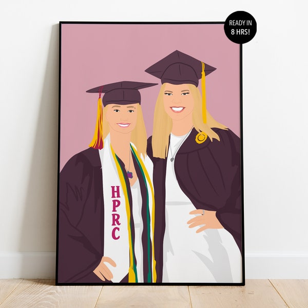 Custom Graduation Portrait, College Graduation Gift For Her, Best Friend Graduation Gifts, High School Graduation, Law School Graduation