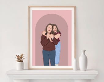 Custom Friend Portrait: Personalized Birthday Gift, Cartoon Drawing from Photo