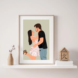 Portrait de couple à partir d&#39;une photo, cadeau de Noël petit ami, illustration sans visage, dessin animé personnalisé, portrait personnalisé, cadeau de couple