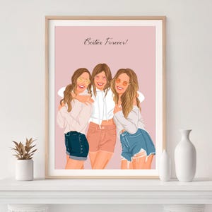 Best Friend Portrait, Custom Illustration, Best Friend Birthday Gift, Cartoon Portrait, Gift for Sister, Drawing from Photo image 5