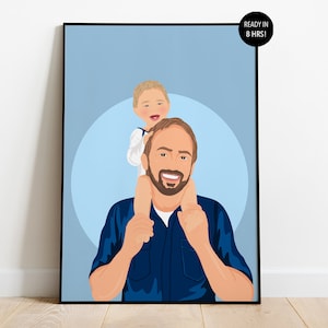 Custom Dad Portrait, Fathers Day Gifts For Dad, Faceless Family Portrait, Fathers Day illustration, Custom Portrait, Dad Gifts From Daughter