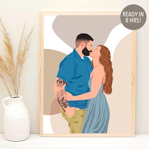 Custom Portrait, Personalized Illustration, Faceless Portrait, Boyfriend Gift, Cartoon Portrait, Couple Drawing, Personalized Gift For Him