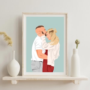 Couple portrait, gift for couple, faceless portrait, engagement drawing, boyfriend portrait, family portrait, custom gift, Faceless Gift