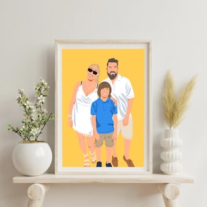 Cartoon Family Portrait, Custom Illustration, Christmas Gift For Family, Custom Portrait, Personalized Gift, Digital Portrait From Photo