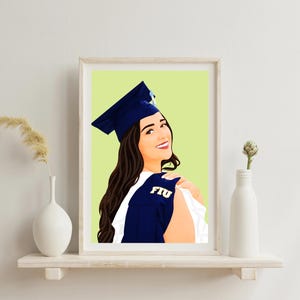 Presente de formatura da faculdade, retrato de desenho animado, presente de formatura do ensino médio para ela, ilustração personalizada, presente de melhor amiga, retrato personalizado