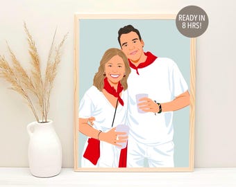 Aangepast anoniem portret, gepersonaliseerde illustratie, verjaardagscadeau voor vriend, tekening van foto