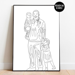 Custom Family Line Drawing, Personalized Family Portrait, Drawing From Photo, Custom Line Art, Christmas Gift For Family, Loved One Portrait