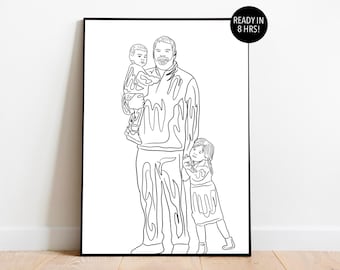 Custom Family Line Drawing, Personalized Family Portrait, Drawing From Photo, Custom Line Art, Christmas Gift For Family, Loved One Portrait
