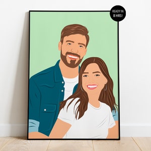 Faceless Couple Portrait, Custom Faceless Portrait, Boyfriend Birthday Gift, Family Portrait illustration, Minimalist Couple Drawing image 1