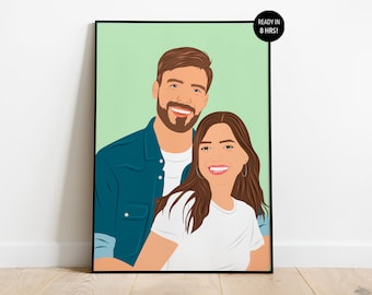 Faceless Couple Portrait, Custom Faceless Portrait, Boyfriend Birthday Gift, Family Portrait illustration, Minimalist Couple Drawing