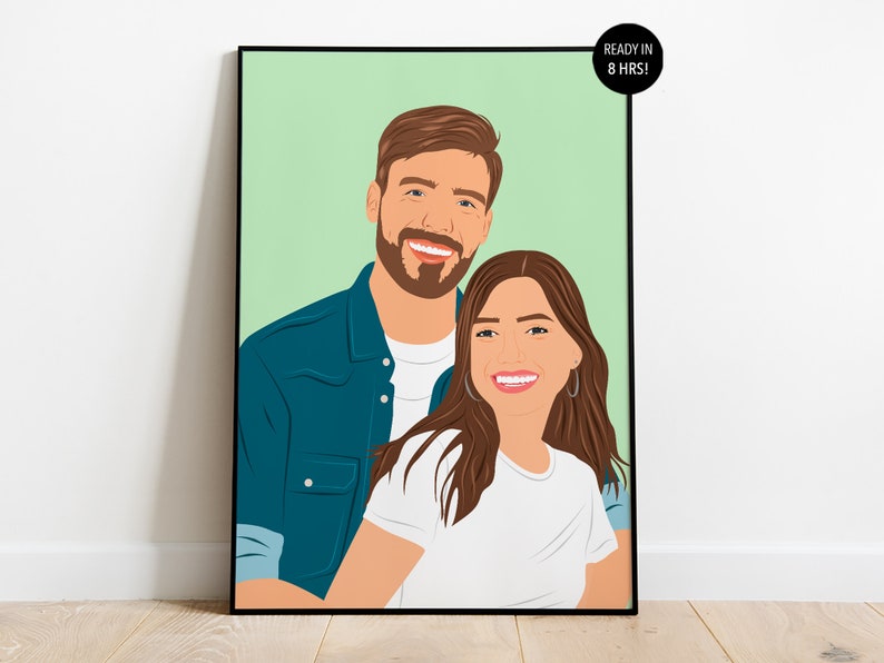 Faceless Couple Portrait, Custom Faceless Portrait, Boyfriend Birthday Gift, Family Portrait illustration, Minimalist Couple Drawing 画像 1