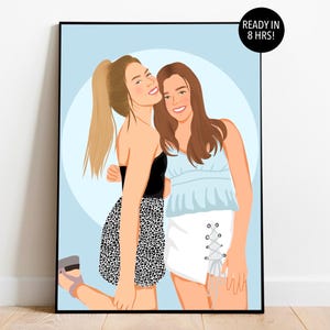 Best Friend Portrait, Cartoon Portrait, Birthday Gift For Best Friend, Custom Portrait, Personalized Friendship Gift, Faceless Portrait