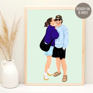 Custom Couple Portrait, Birthday Gift For Him, Cartoon Portrait, Couple Portrait Illustration, Personalized Boyfriend Gift, Digital Portrait