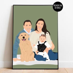 Ritratto di famiglia personalizzato con cane, ritratto di animale domestico da foto, regalo per amante degli animali, illustrazione di famiglia, ritratto di cane dei cartoni animati, regalo commemorativo per animali domestici