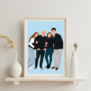 Benutzerdefinierte Familienporträt, Cartoon Porträt, Geschenk für Weihnachten, Familien Illustration, Gesichtsloses Porträt, personalisiertes Geschenk, Porträt vom Foto