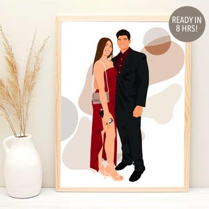 Paar Porträt Illustration, Paar Geschenk, Individuelles Porträt vom Foto, Gesichtsloses Porträt, personalisiertes Geschenk für Freund, Cartoon Porträt
