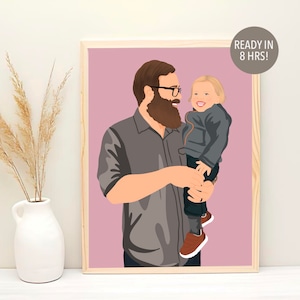 Personalized Father&#39;s Day Gift, Custom Dad Portrait, Meaningful Artwork, Wall art, Father&#39;s Day unforgettable, Custom Portrait, Gift For Dad